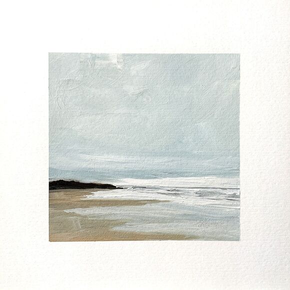 8x8 Maine Original Oil Painting Landscape Ocean Coastal New England Art Signed